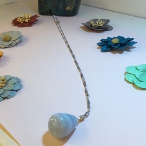 Blue Lace Agate sterling silver necklace 20”